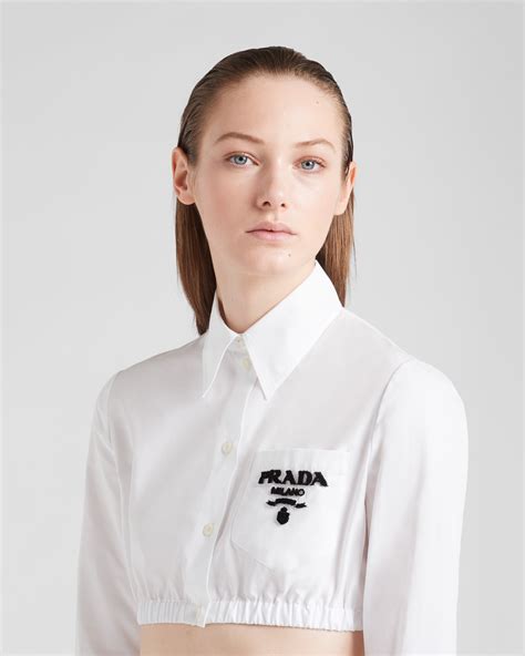 prada white button down women|prada cropped tops.